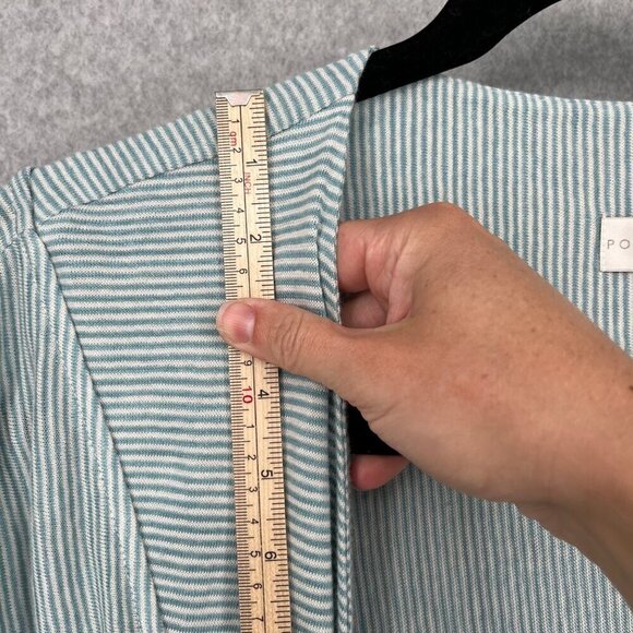 Poetry Oversized Knit Open Front Long Cardigan Size 16/18 Green Blue Linen Lagen - Picture 10 of 13